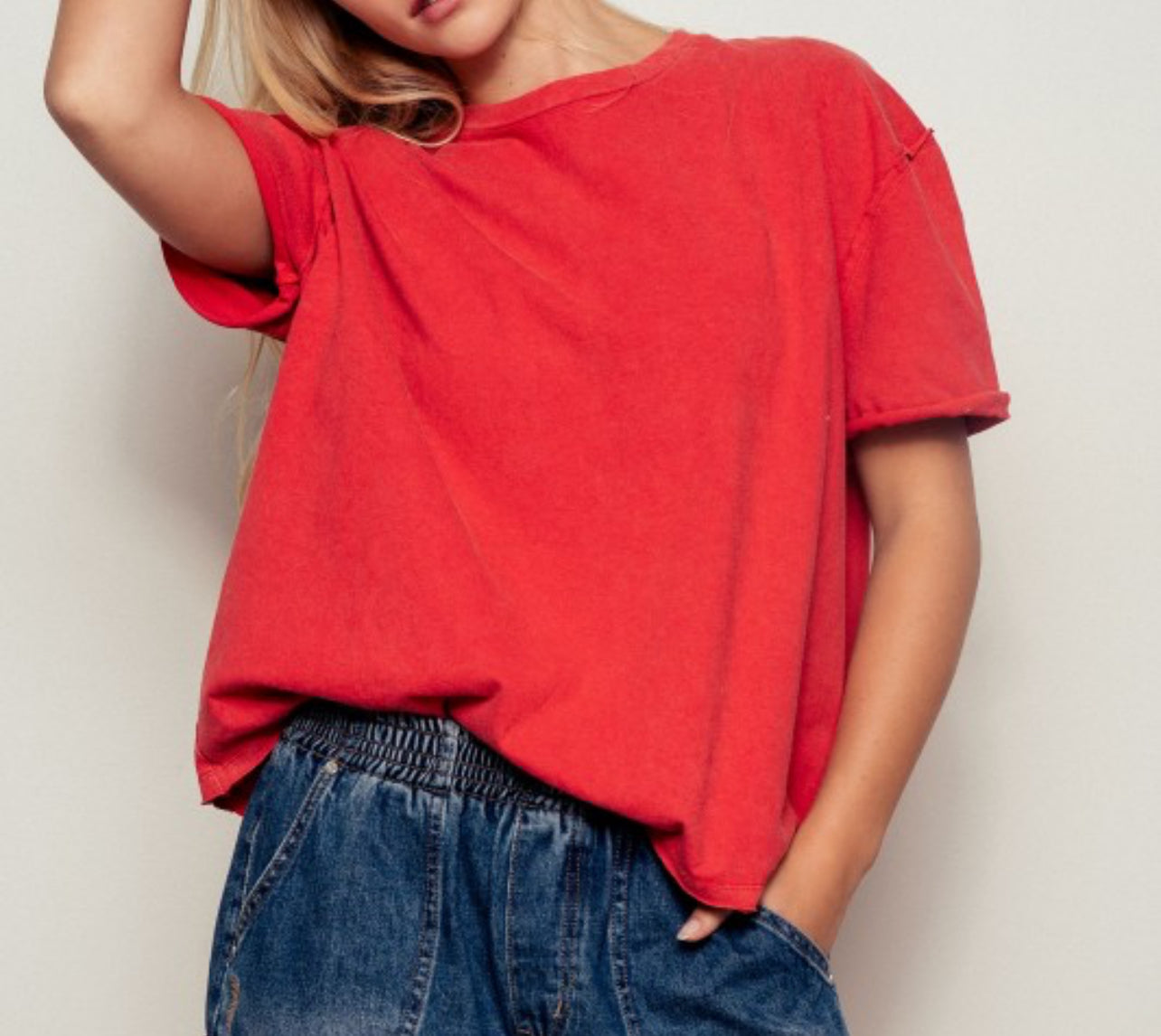 Red Garment-dyed Boxy Tee