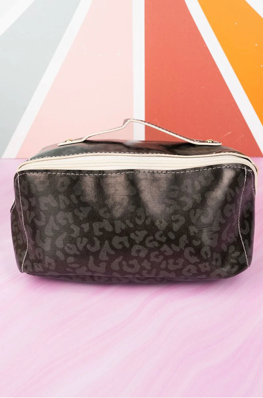 SHADOW LEOPARD JETSETTER EXPANDABLE MAKEUP BAG