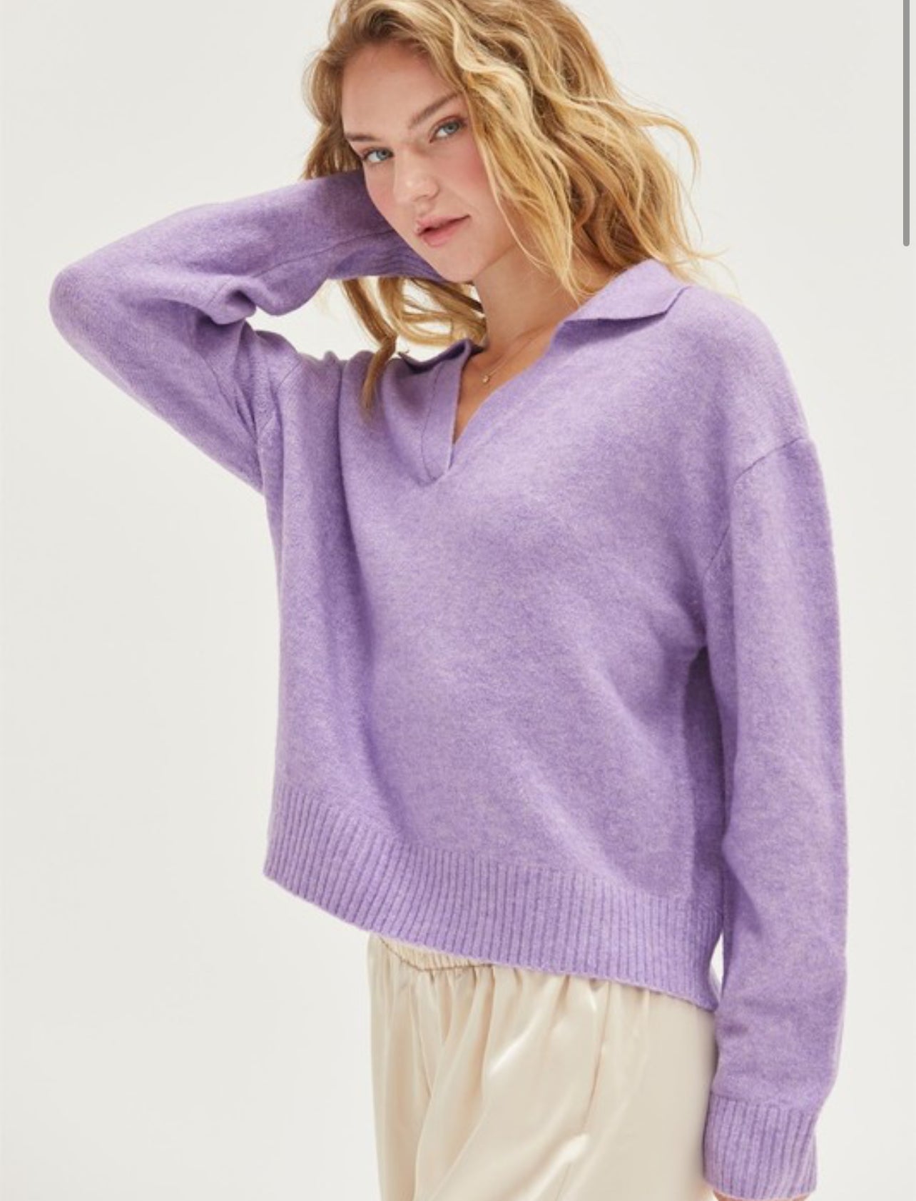Lavender Collared Sweater