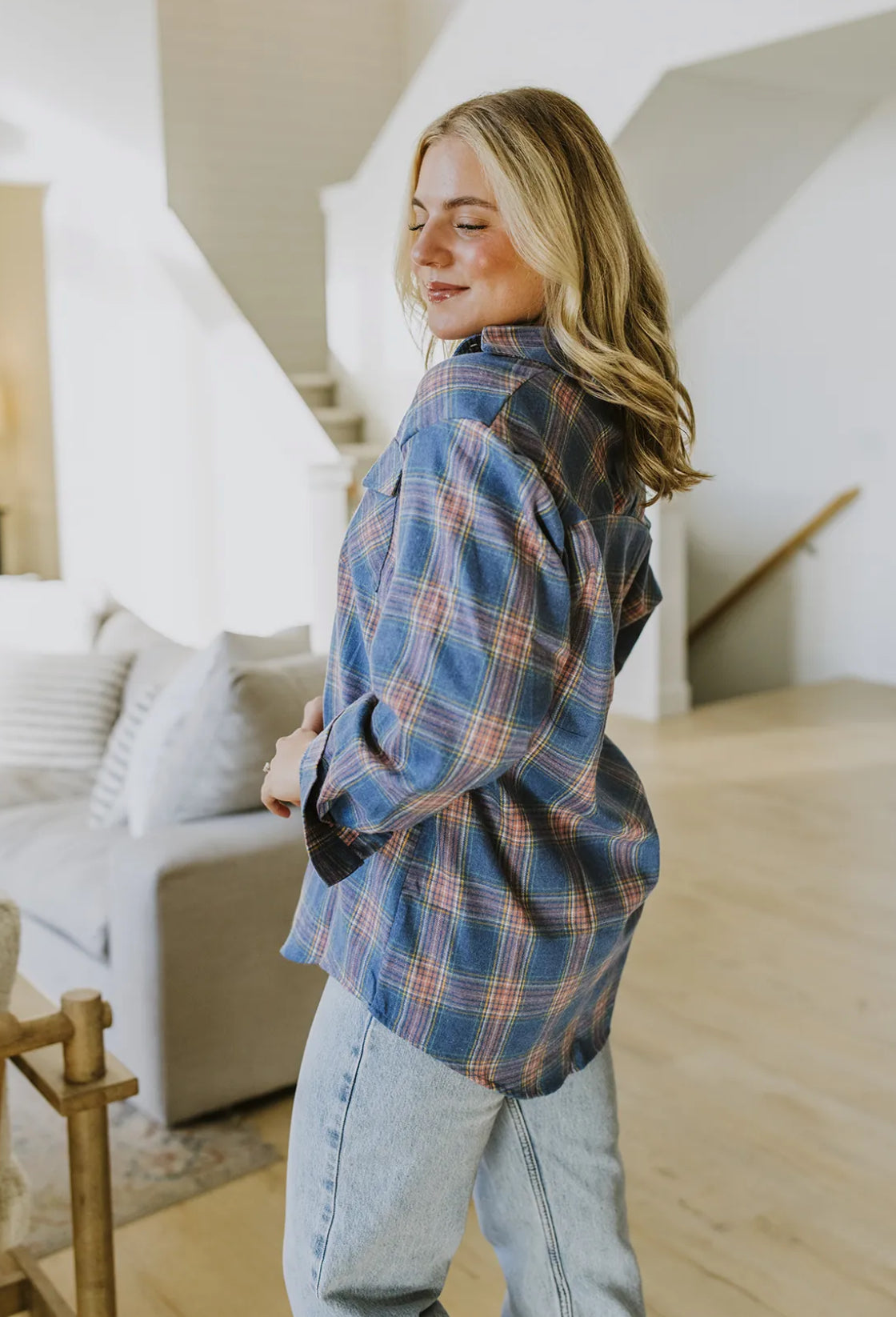 Blue Blush Flannel Shirt