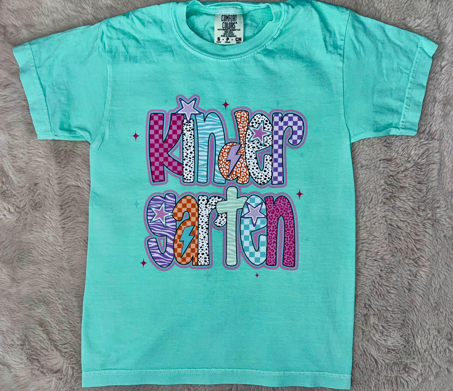 Kindergarten Wild Print Grade | Comfort Colors Tee