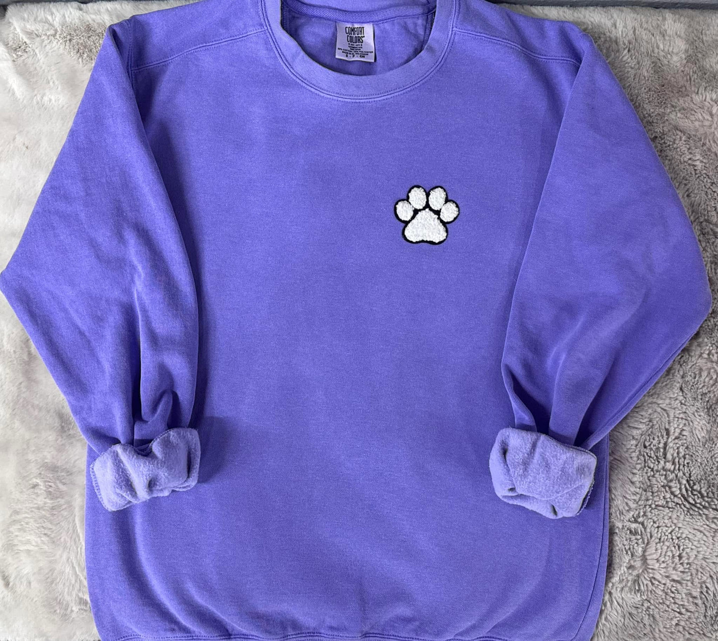 Chenille Paw + Comfort Colors Sweatshirt