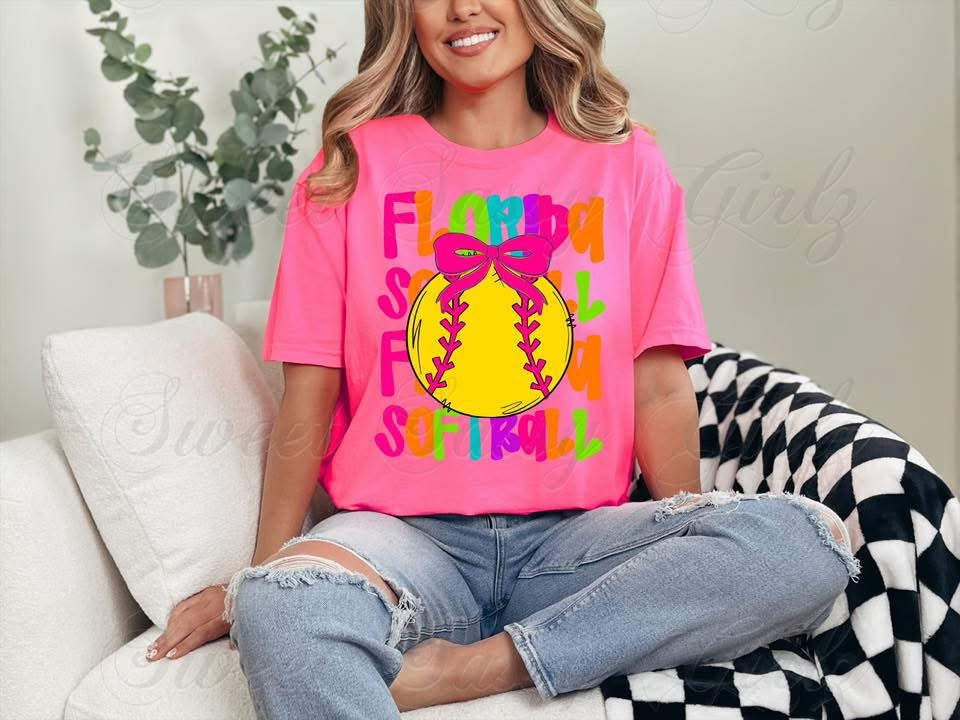 Neon Florida Softball | Comfort Colors Tee
