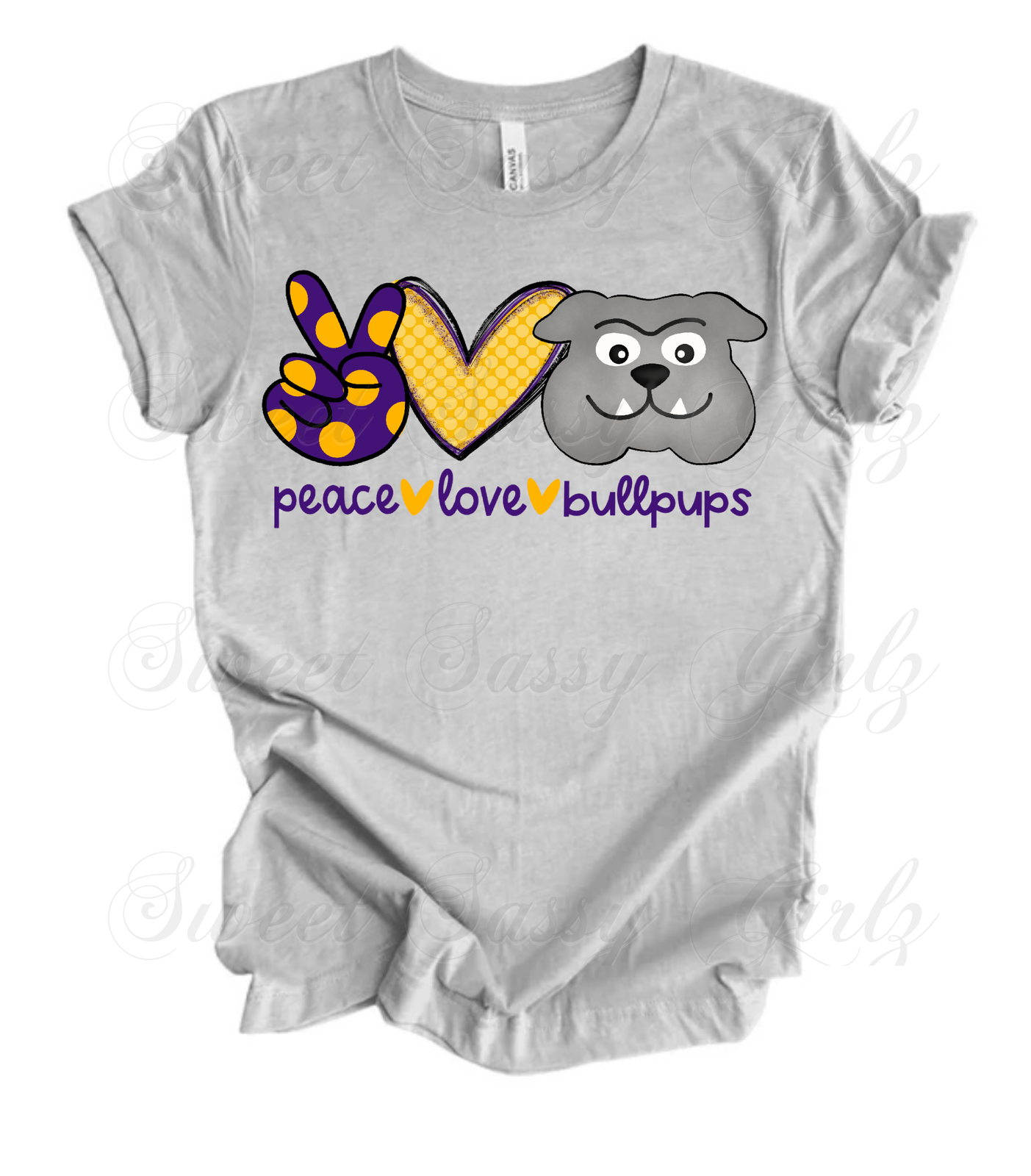 Peace Love Bullpups | Purple & Gold