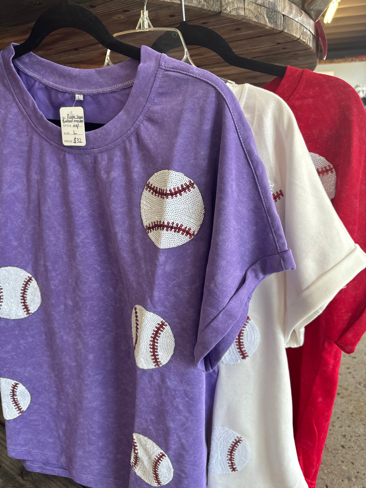 Baseball & Sequins Oversized Top