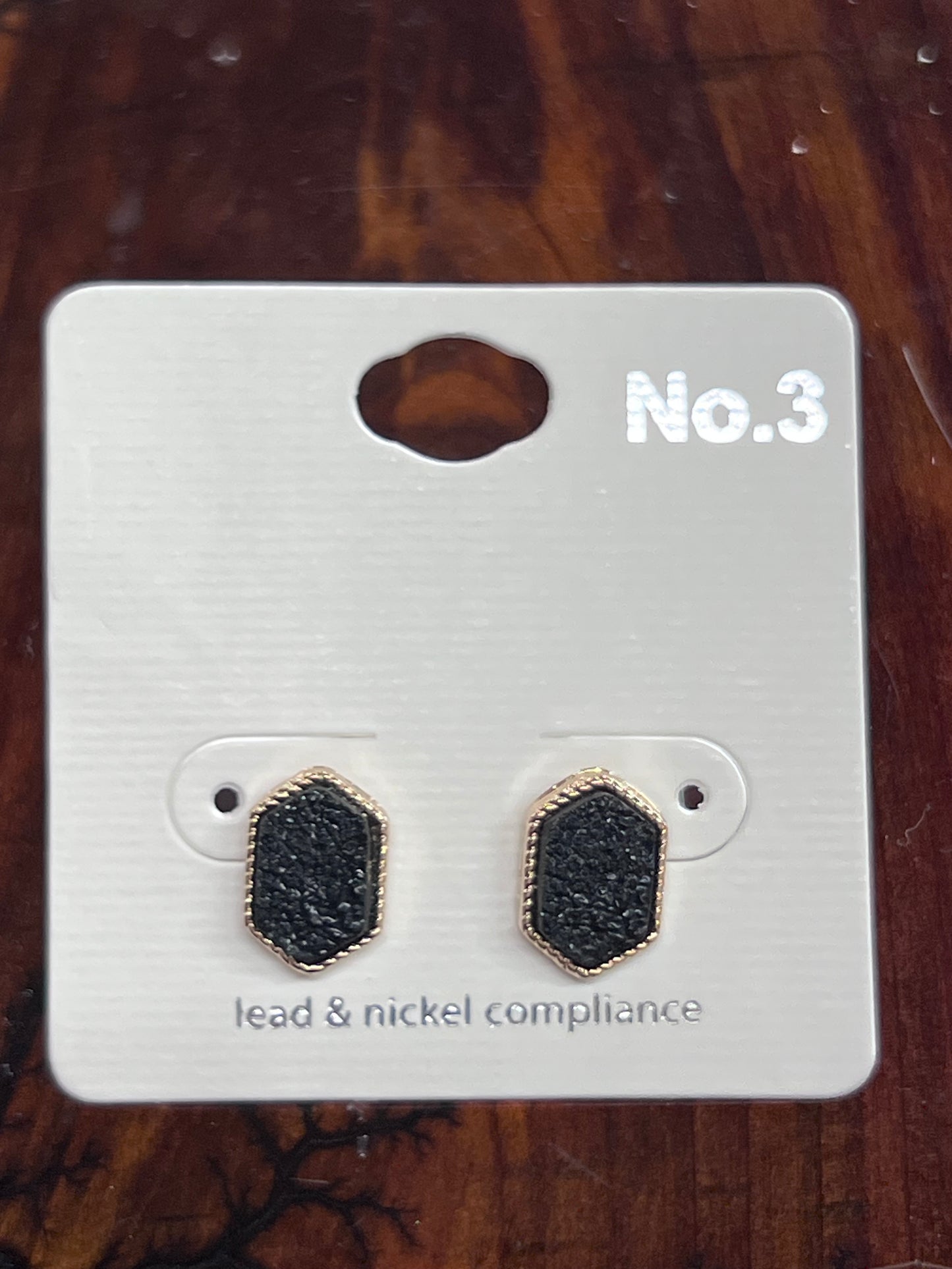 Black Druzy Stud Earrings