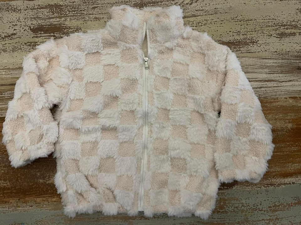 Kids Taupe Checkered Fleece