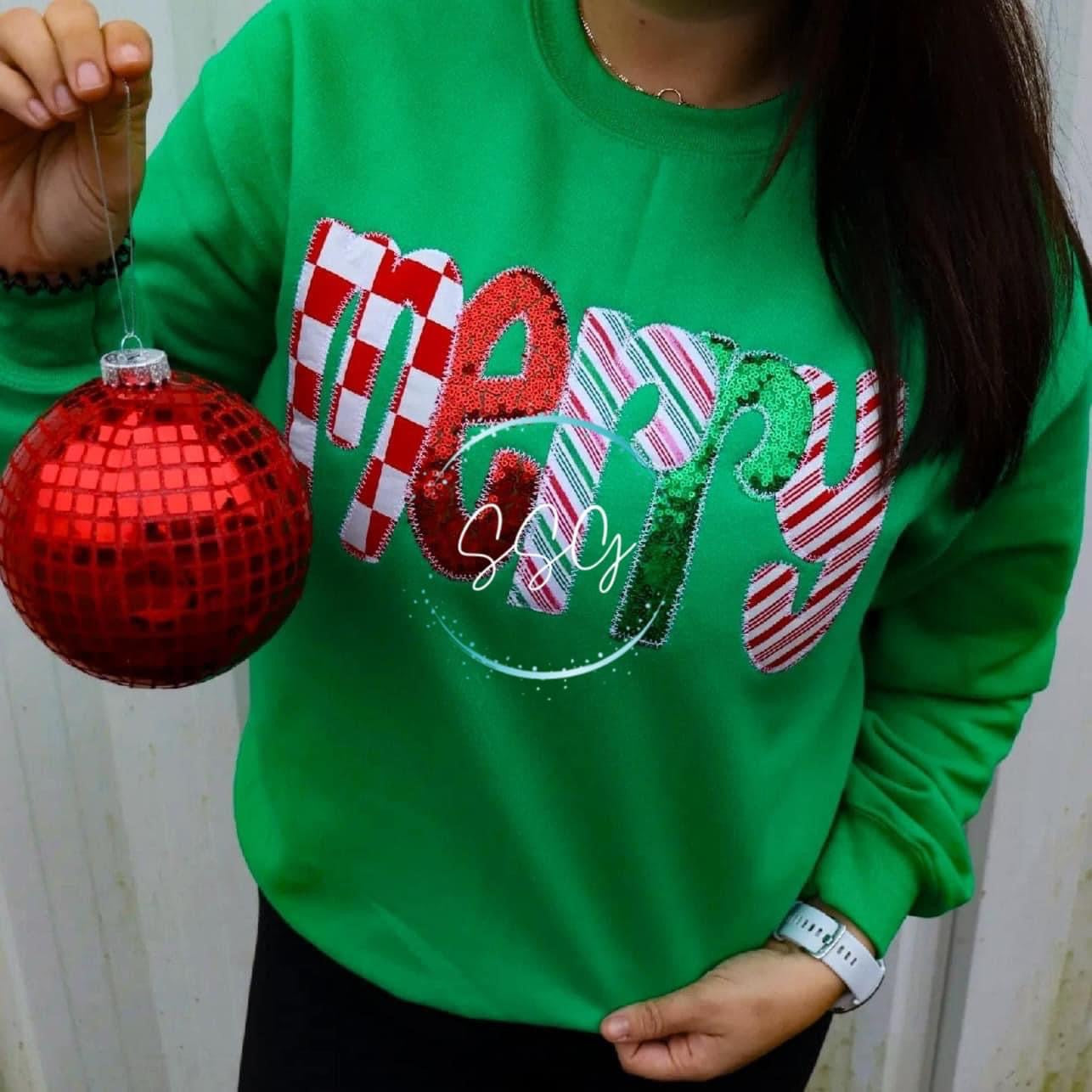 Embroidered Merry Sweatshirt