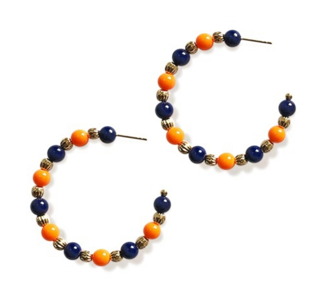 Navy & Orange Game Day Hoop Earrings