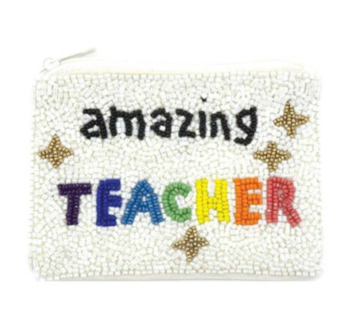 Amazing Teacher Beaded Coin Purse