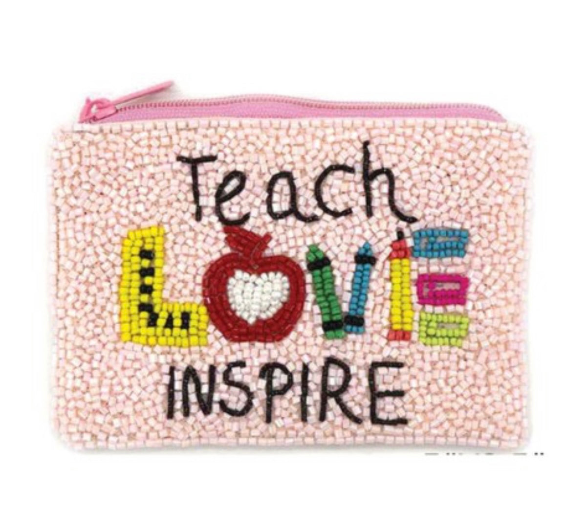 Teach, Love, Inspire Beaded Coin Purse