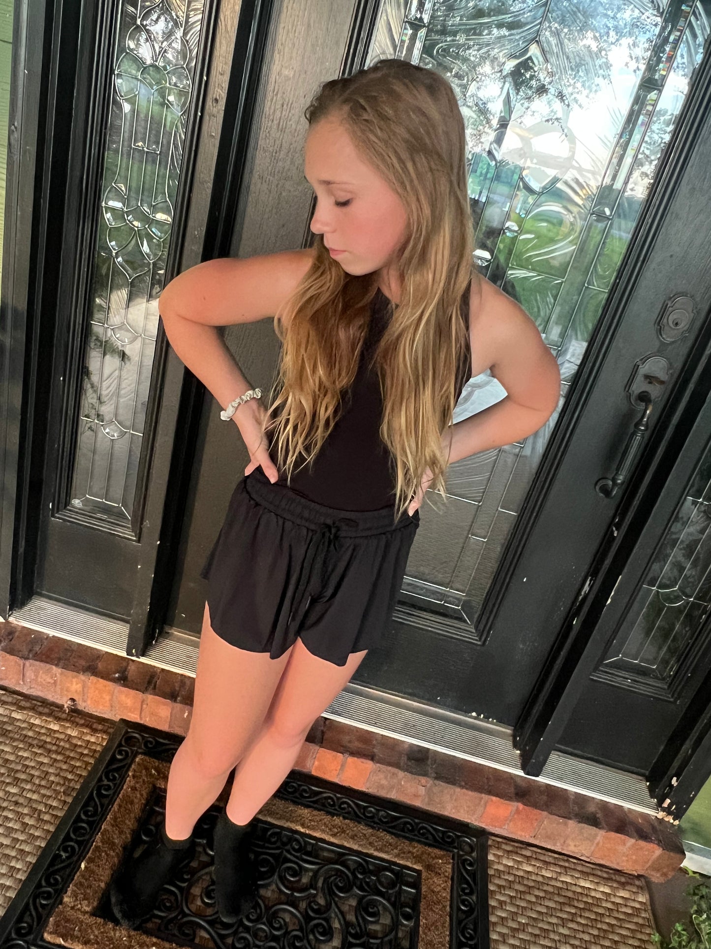Black Sporty Skirted Shorts