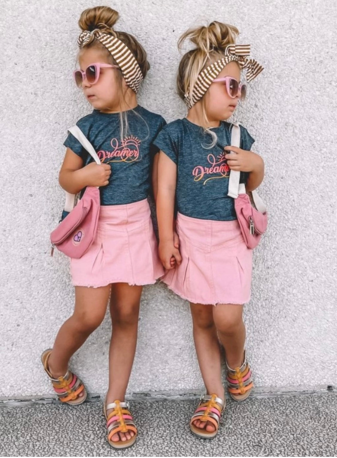 Pink distressed Demin skirt