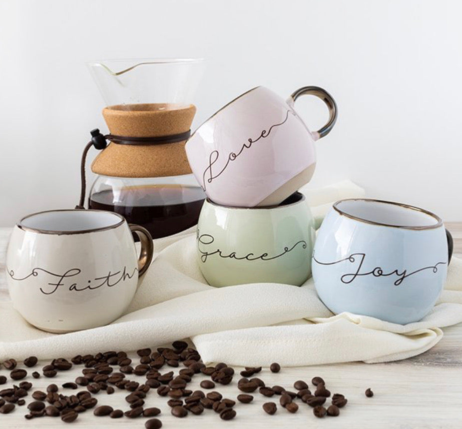 Flowing Script Set Of 4 Mugs