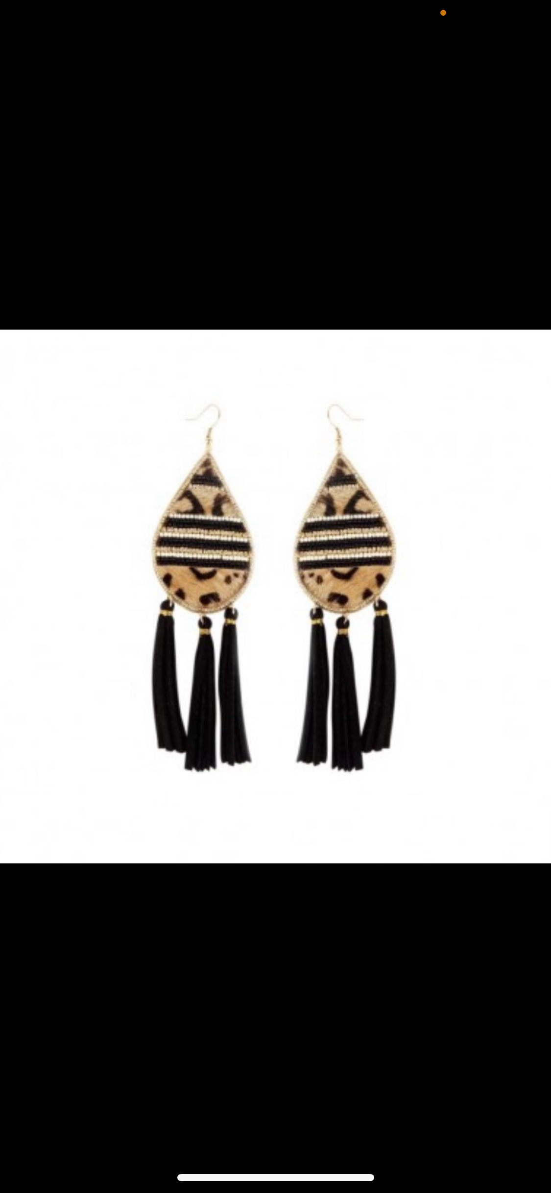Black leopard Teardrop Tassle Earrings