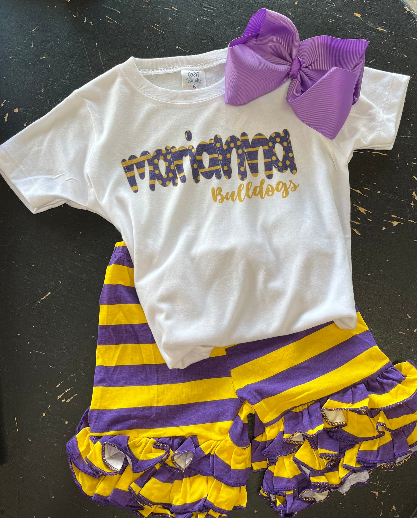 Purple & Gold Ruffle Shorts