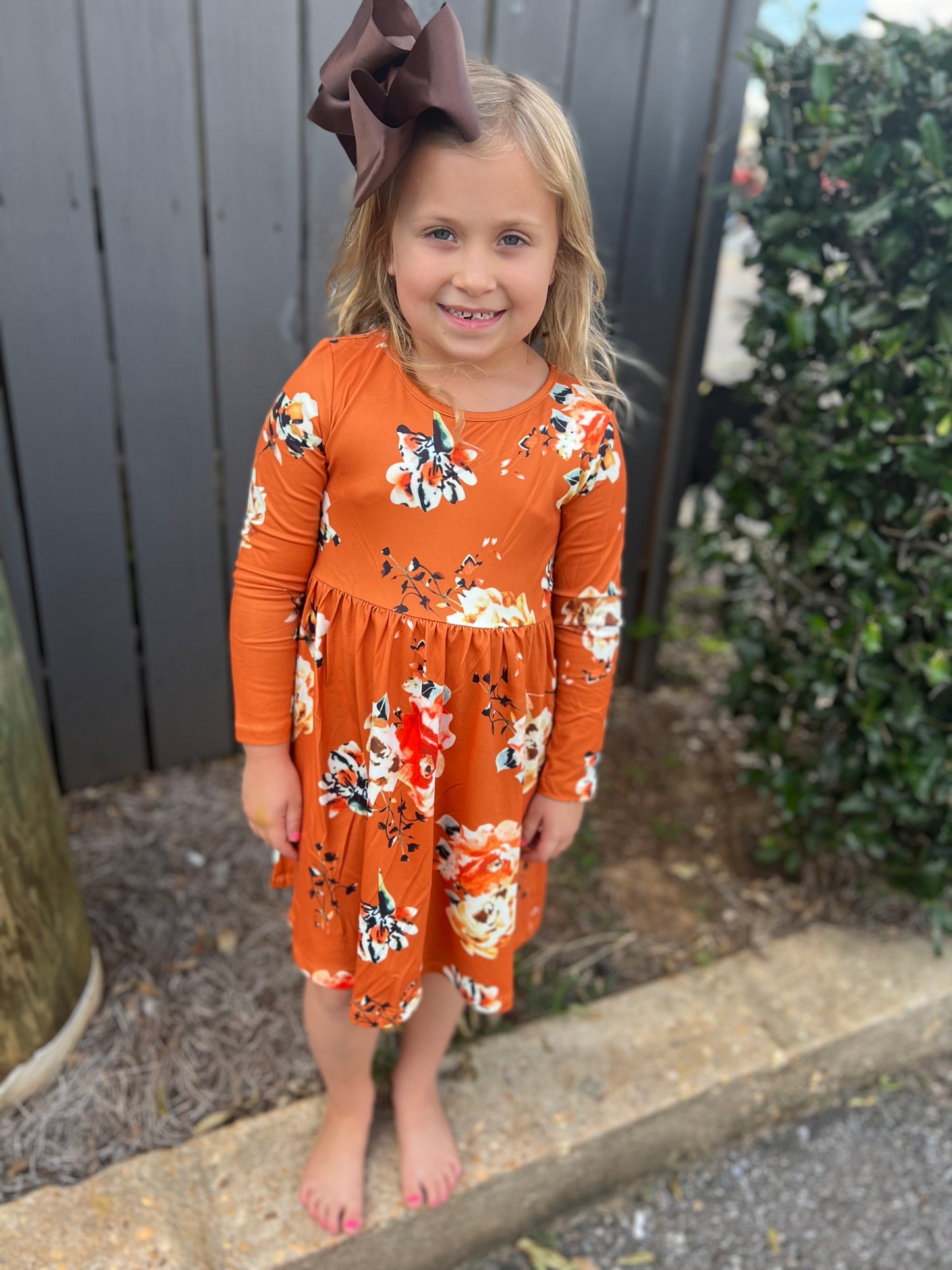 Fall Floral Empire Waist Kids Dress
