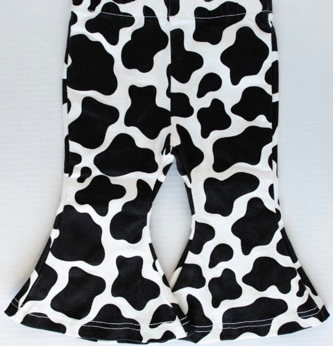 Landry Boho Denim Bell Bottoms - Cow Print