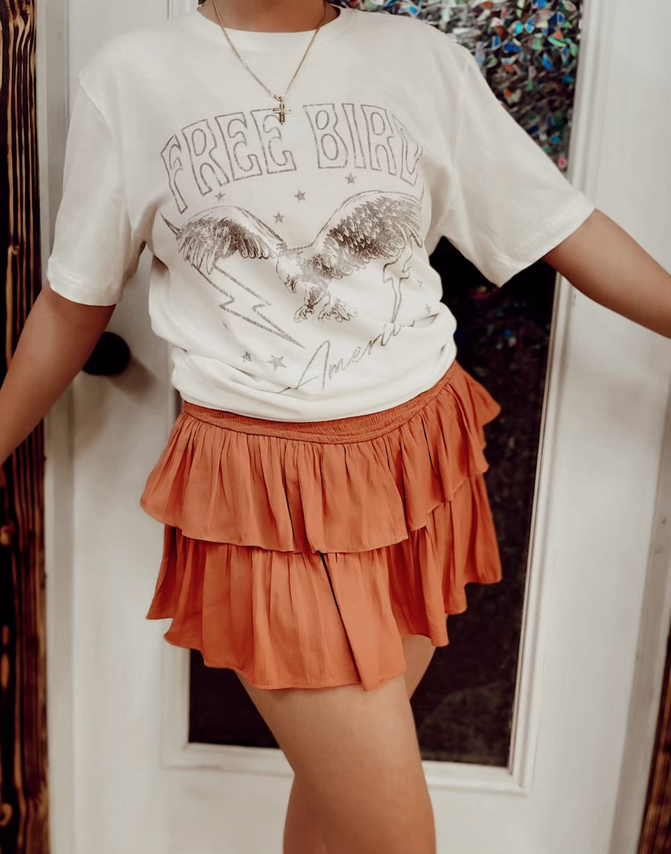 Smocked Ruffled Mini Skort