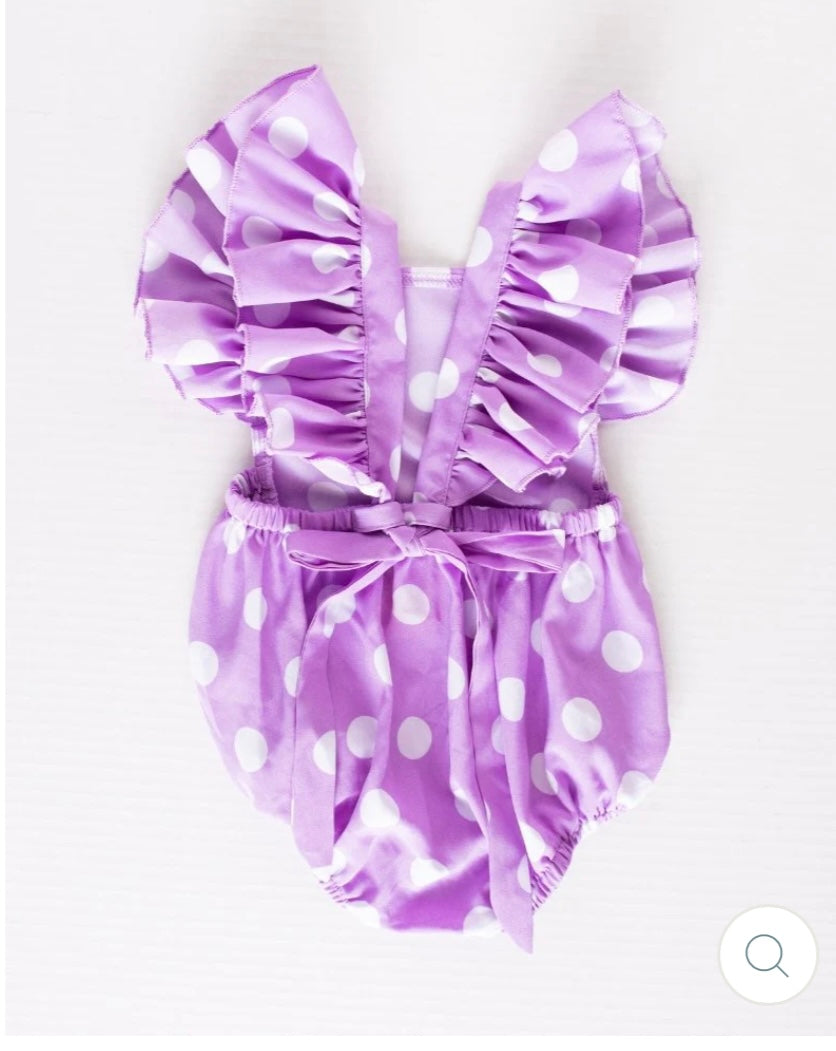 Purple Ruffle Back Romper