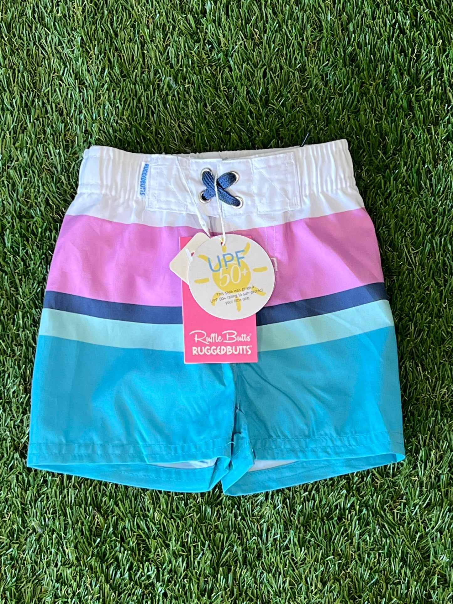 Aqua Color Block Swim Trunks