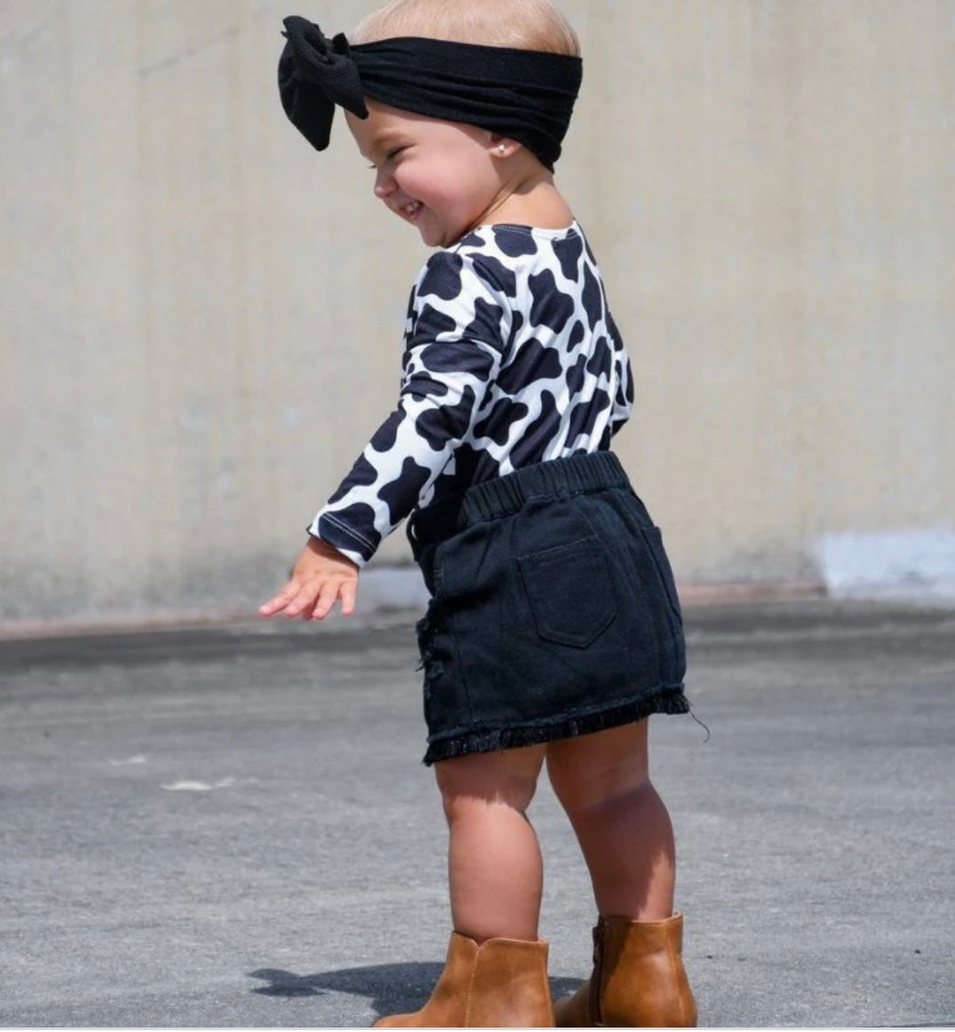 Kacey Long Sleeve Leotard - Cow print