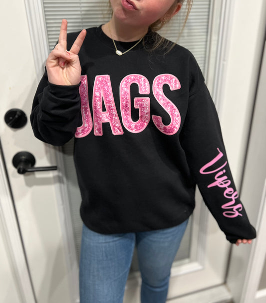 JAGS Sweatshirt {Black/Pink Lettering}