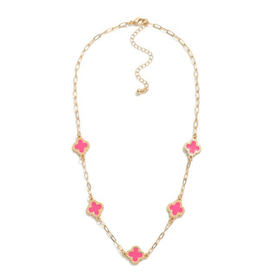 Pink Clover Necklace