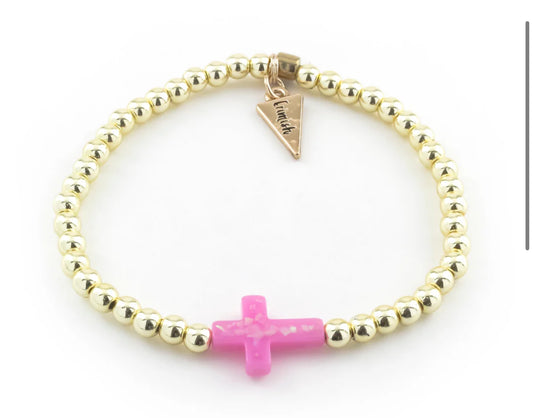 Asher Cross Bracelet Pink