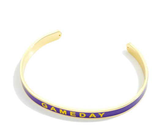 Purple/Gold Dipped Color Stripe "Game Day" Cuff Bracelet