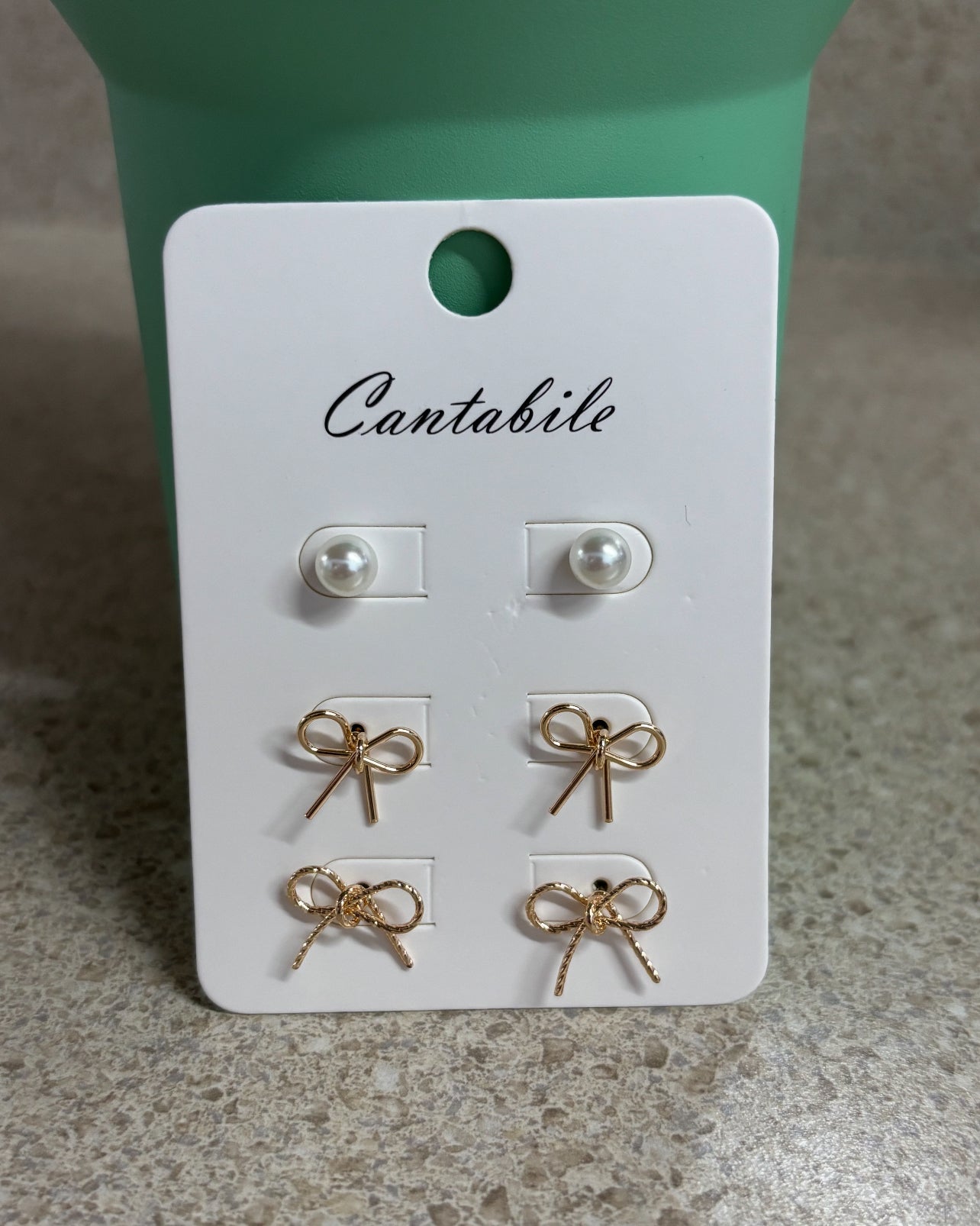 Bow + Pearl Stud Earrings
