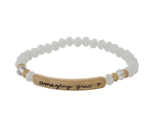 White Amazing Grace Beaded Bracelet