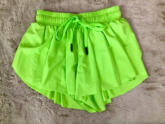 Lime Green Sporty Skirted Shorts