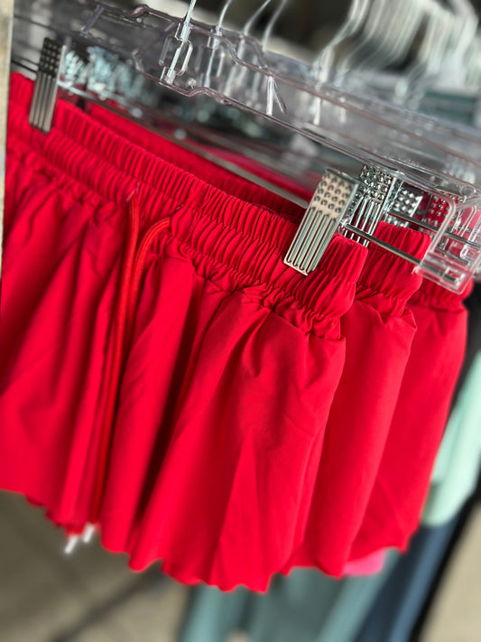 Red Sporty Skirted Shorts
