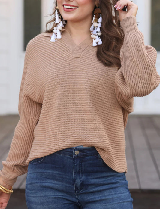 Taupe Collared Sweater