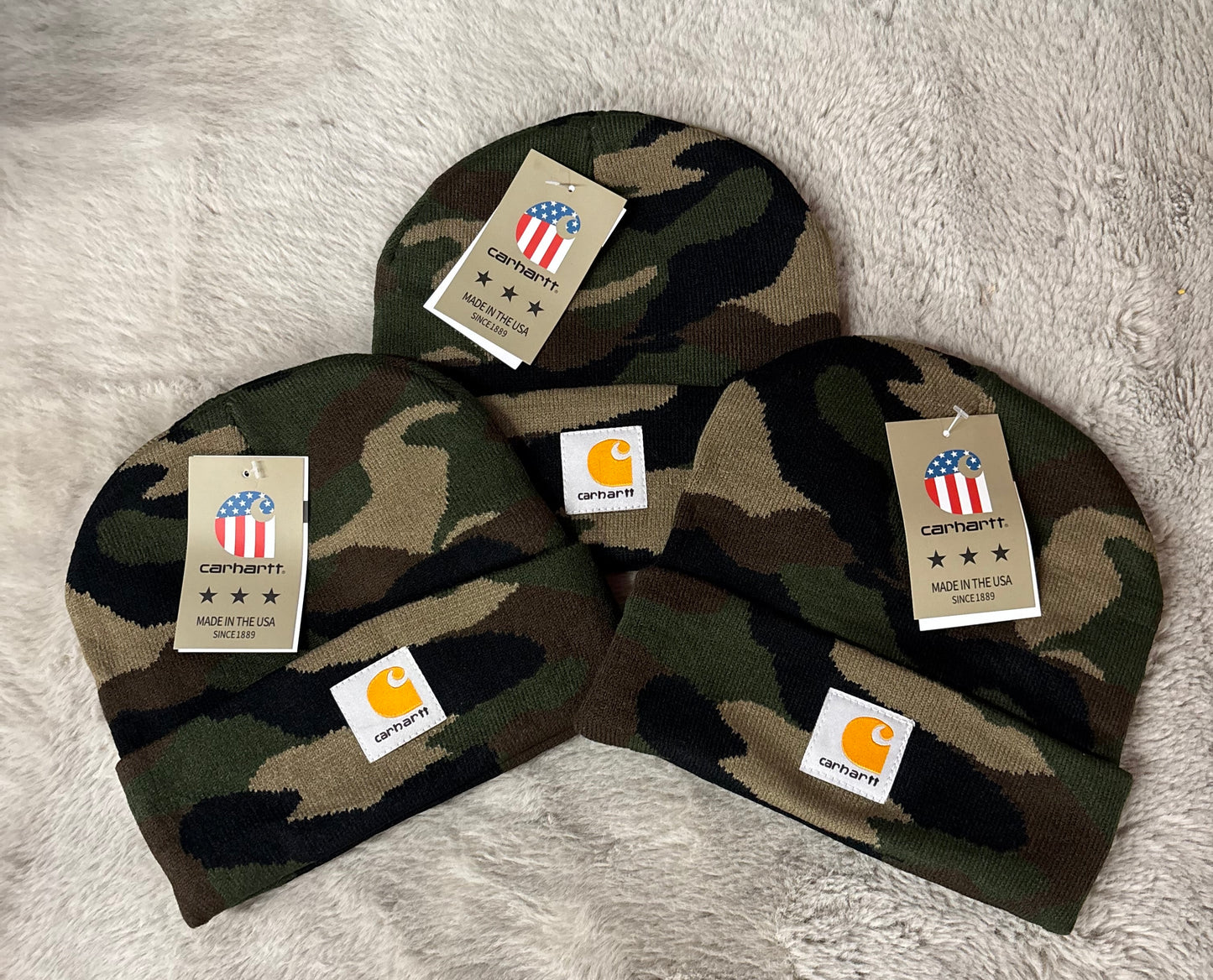 Camo Fleece Lined Knit Beanie