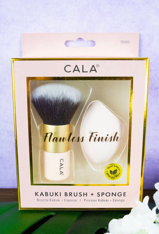 PINK KABUKI BRUSH AND SPONGE SET