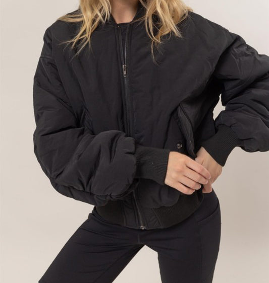 Black Bomber Puffer Jacket