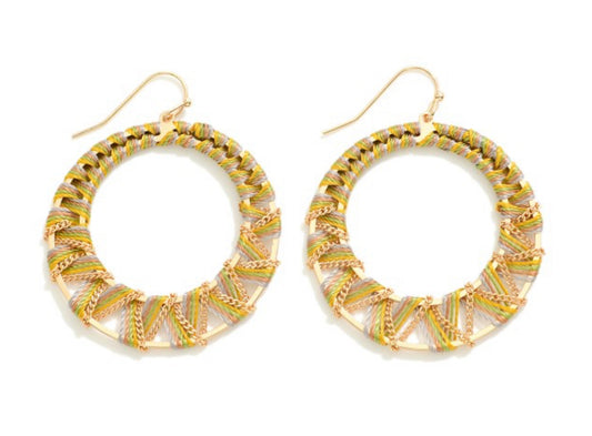 Circular Chain & Twine Wrapped Drop Earring