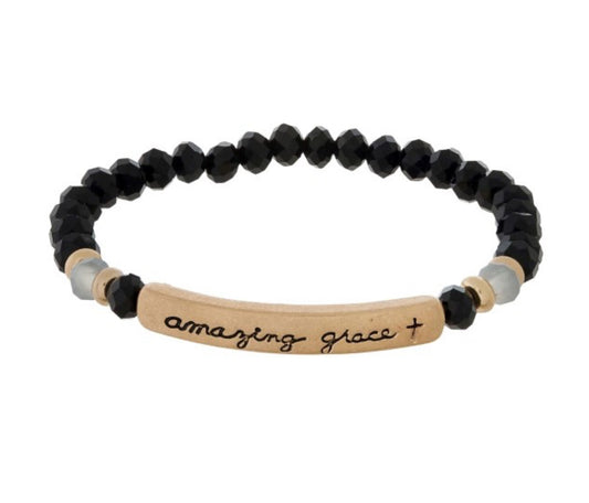 Black Amazing Grace Beaded Bracelet