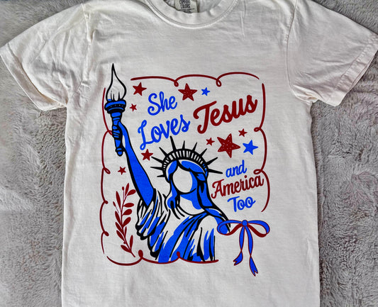 Loves Jesus & America Comfort Colors tee