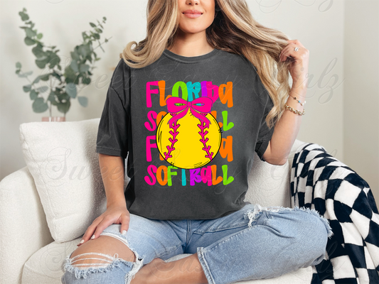 Neon Florida Softball | Comfort Colors Tee