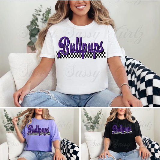 Bullpups Checkered | Comfort Colors Tee