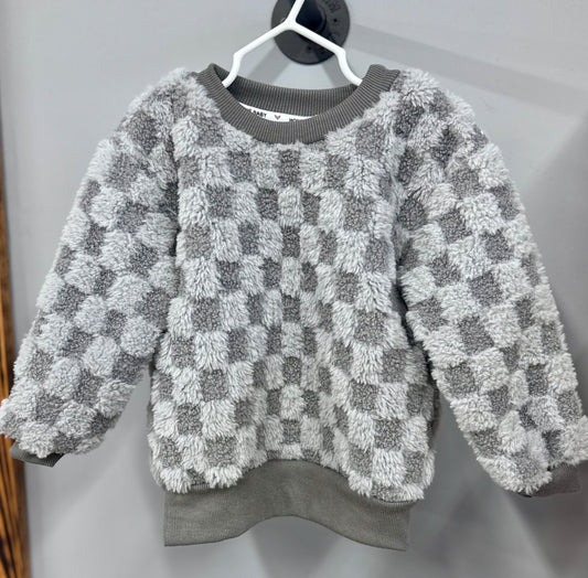Kids Gray Checkered Fleece