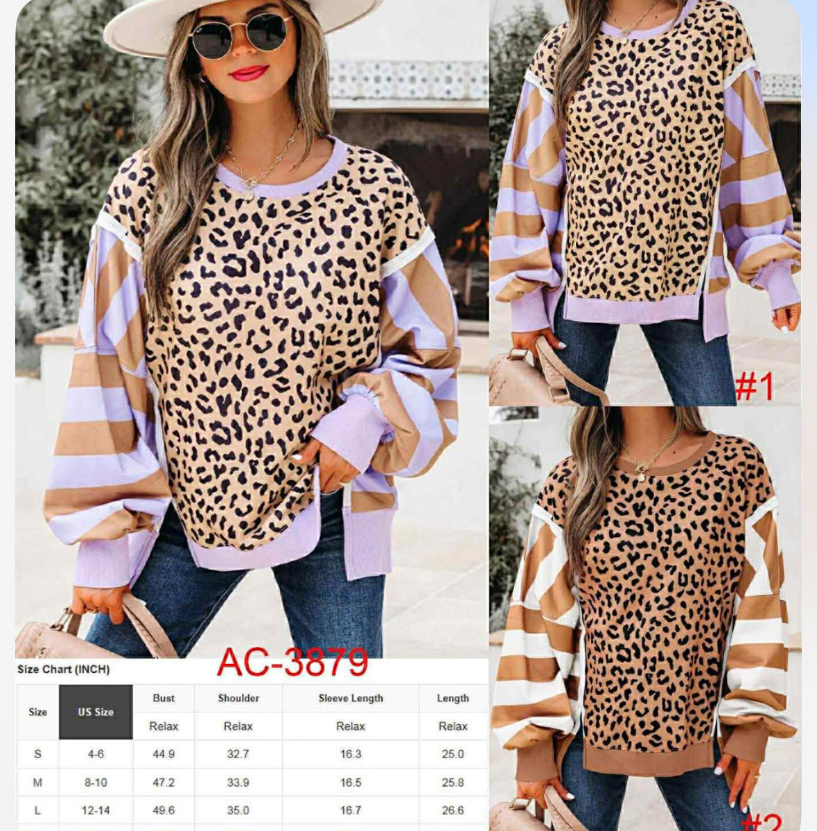 Leopard Striped Sleeve Sweater