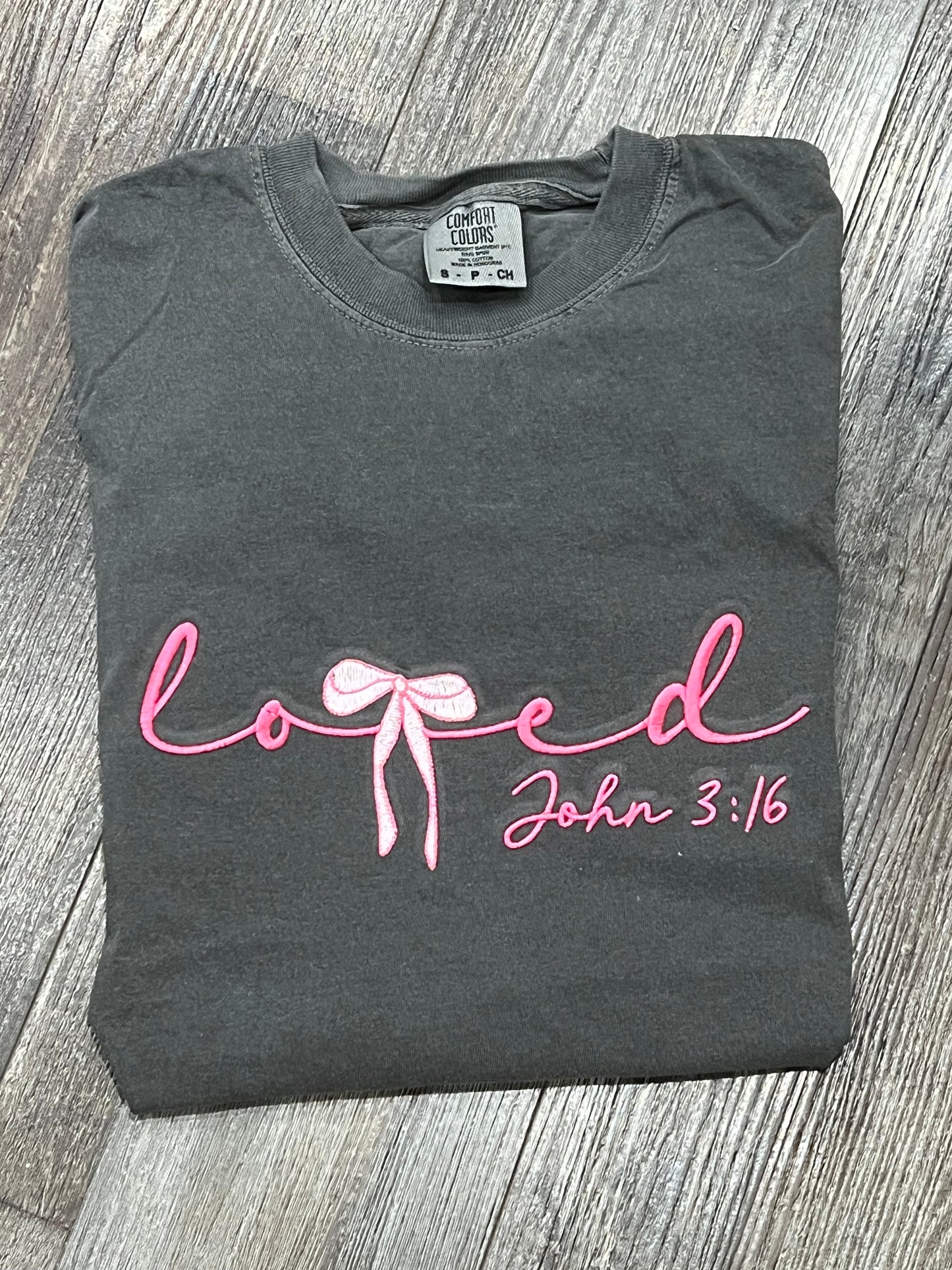 Loved John 3:16 | Embroidered Comfort Color T-Shirt