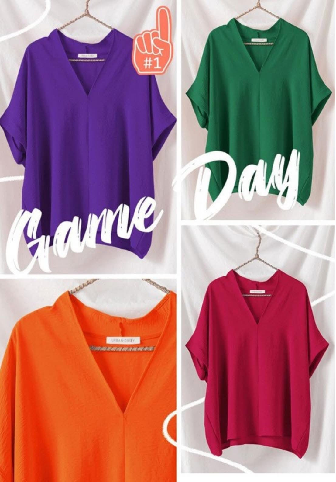 Oversized VNeck Folded Short Sleeve Top