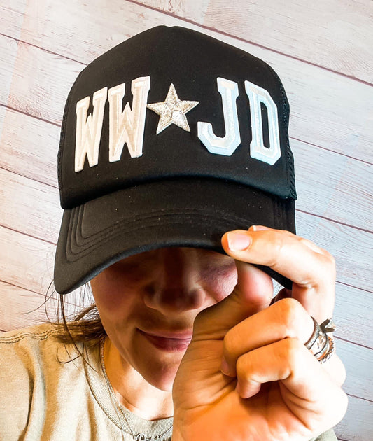 Black WWJD (what would Jesus do?) Trucker Hat