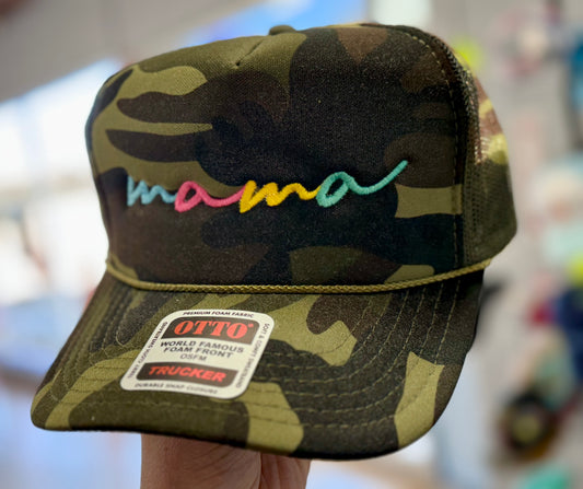 Mama Hat | Camo + Embroidered