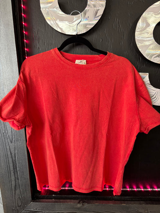 Red Garment-dyed Boxy Tee